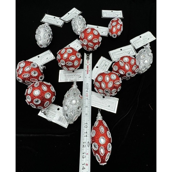 Everything Christmas, Decorations by Country Silk Red & Silver Lot Of 12 New! - Picture 6 of 12